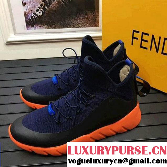 Fendi Knitted Sneakers For Men Blue/Orange 2017 (K2100-7121913 )