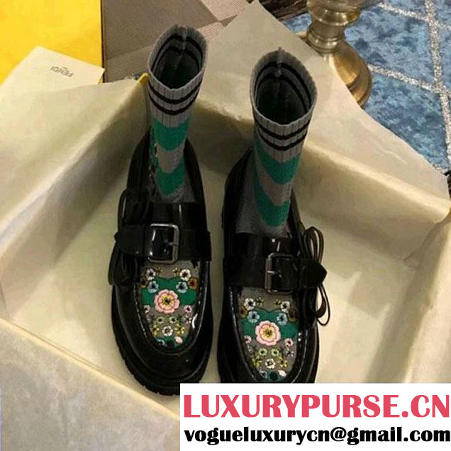 Fendi Embroidered Fabric & Calfskin Rockoko Loafer 2018 (GD5013-8010821 )