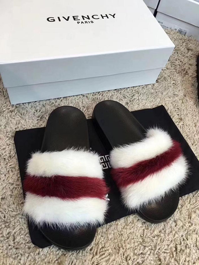 Givenchy Mink Fur Slides Pre-Fall 2017 Bag Collection White Red