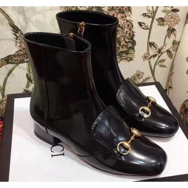 Gucci Horsebit Leather Boots Black 2018