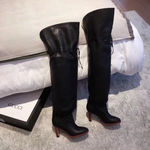 Gucci Lisa Over-The-Knee Boots Calfskin Leather Fall/Winter 2018 Collection, Black