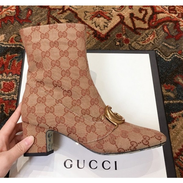 Gucci GG Ankle Short Boot with Double G 525332 Beige 2018