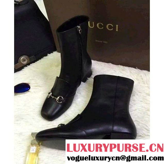 Gucci Leather horsebit ankle boot Fall Winter 2015 (GD4010-110846 )