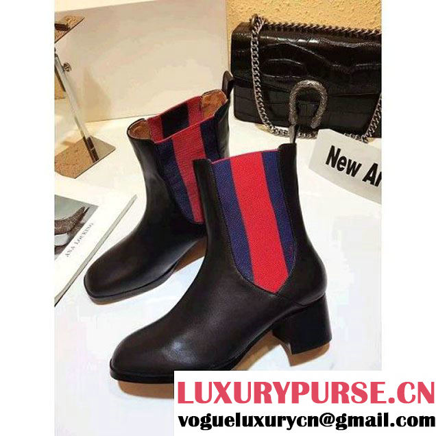 Gucci 432038 Leather Ankle Boot Black 2016 (GD4029-6072254 )