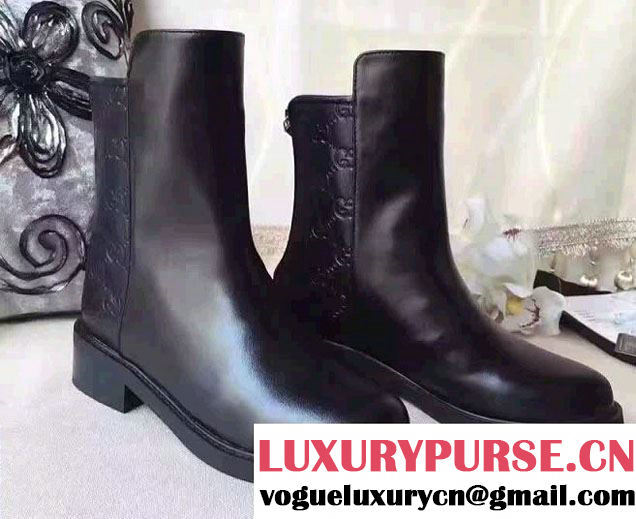 Gucci Calfskin Leather Heel 4cm Ankle Boots 408212 Black 2016