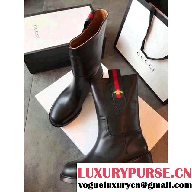 Gucci Calfskin Boots with Web 2017 (GD2057-7091824 )