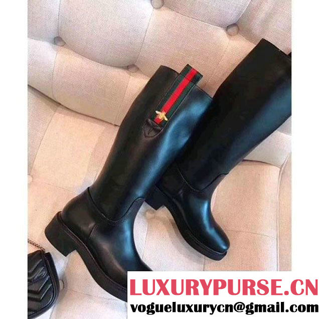 Gucci Calfskin Boots with Web 2017 (GD2057-7091823 )