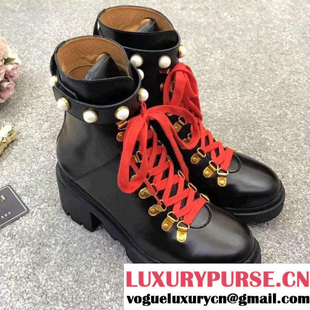 Gucci Leather Ankle Boot With Pearls 497372 2017 (GD5002-7121931 )