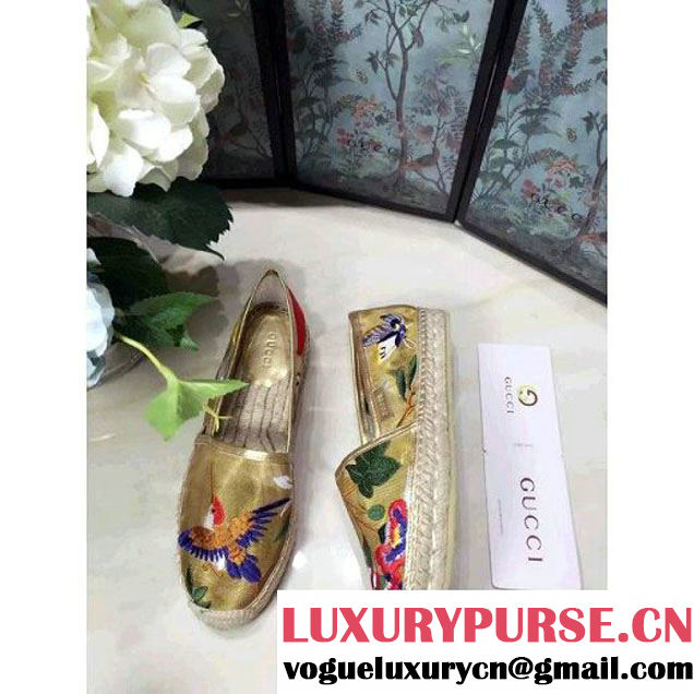 Gucci Mesh Embroidery Espadrille Gold 2016 (GD5032-6050341 )