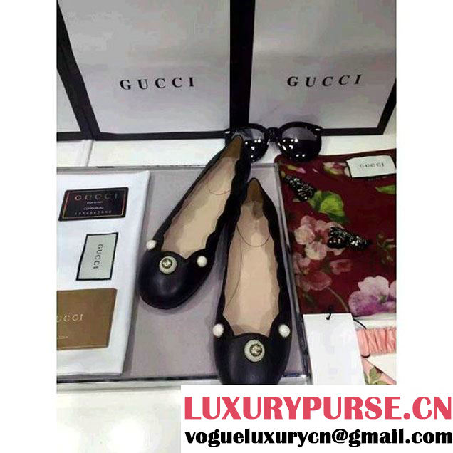 Gucci Willow Leather Ballet Flat Black 2016 (GD3012-6060136 )