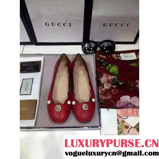 Gucci Willow Leather Ballet Flat Red 2016 (GD3012-6060139 )