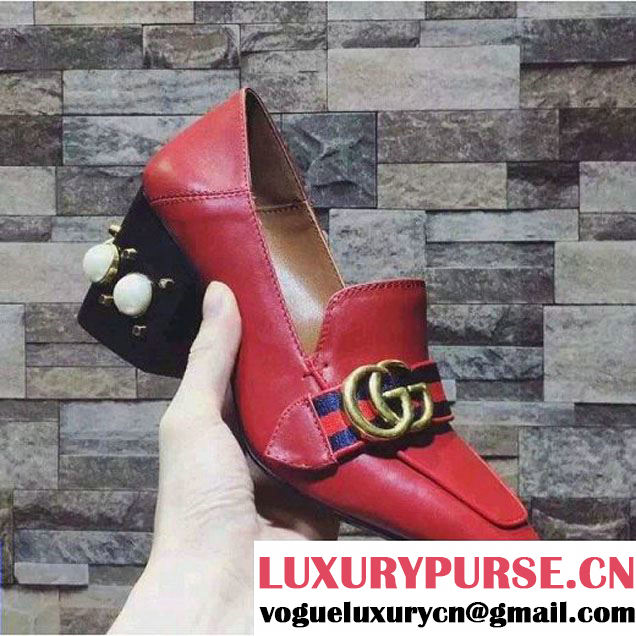 Gucci Calfskin Mid-heel Lofer Red 2016 (LG-61104448 )