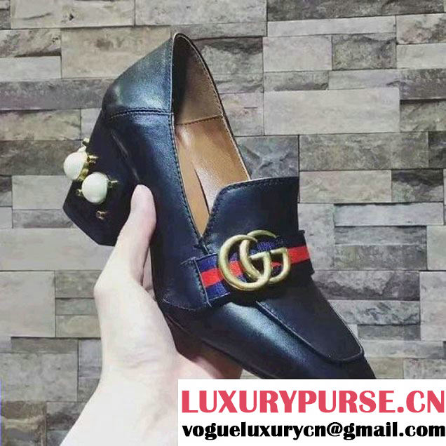 Gucci Calfskin Mid-heel Lofer Black 2016 (LG-6110449 )