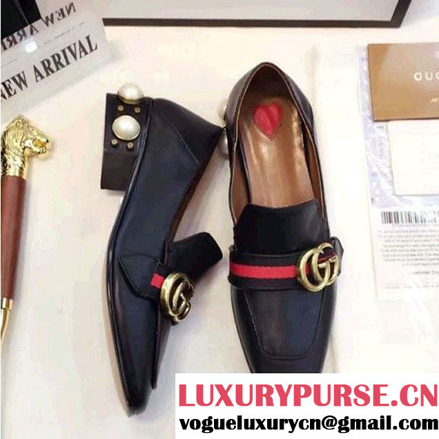 Gucci Leather Double G Loafer with Pearls Black 2017 (GD2083-6120303 )