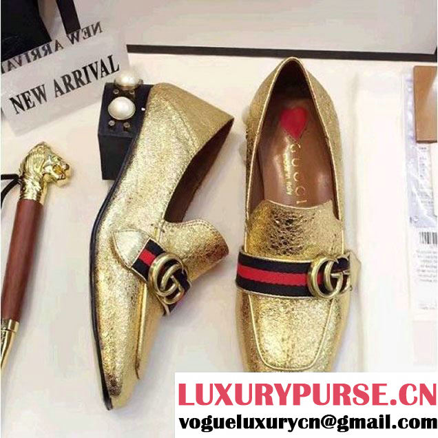 Gucci Leather Double G Loafer with Pearls Metallic Gold 2017 (GD2083-6120307 )