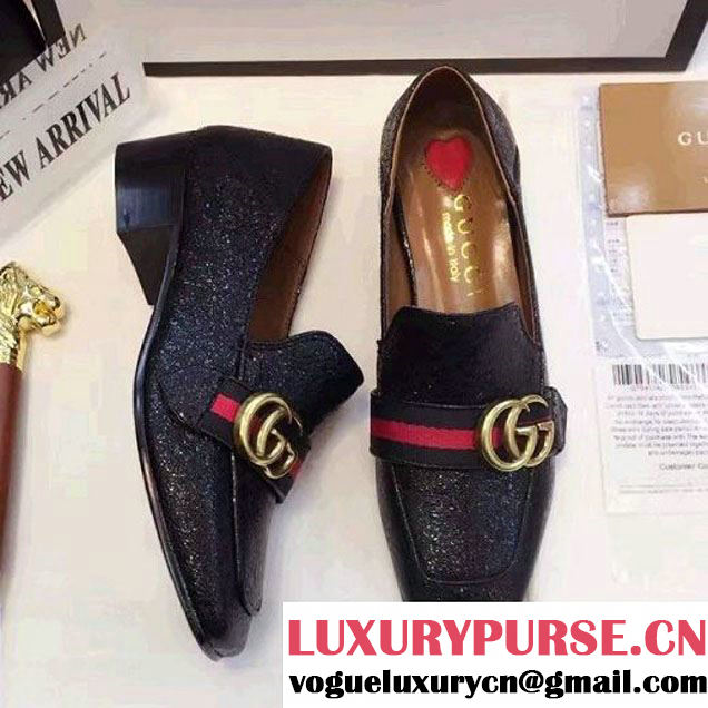 Gucci Leather Double G Loafer Metallic Black 2017 (GD2083-6120313 )