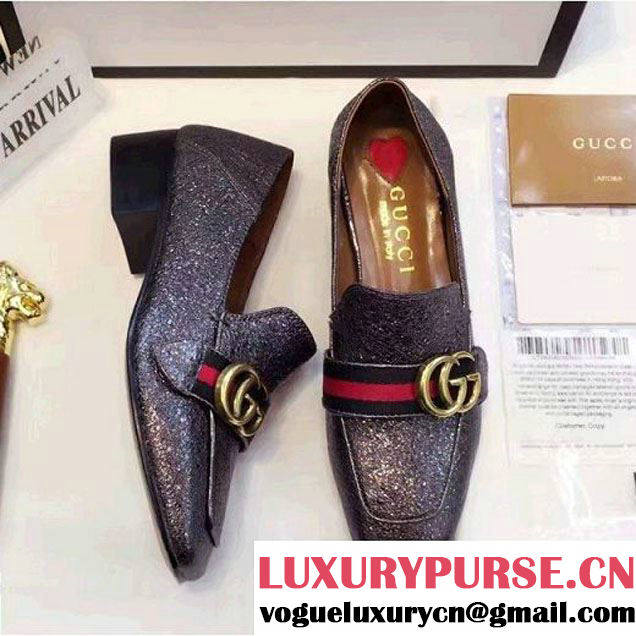 Gucci Leather Double G Loafer Metallic Gray 2017 (GD2083-6120314 )