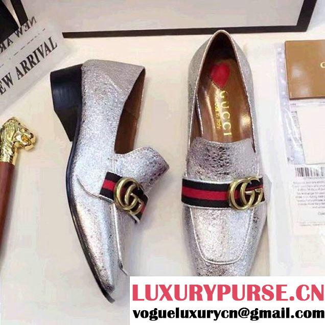 Gucci Leather Double G Loafer Metallic Silver 2017 (GD2083-6120316 )