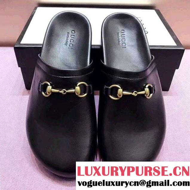 Gucci Horsebit Black Leather Slipper 449922 2017 (GD2057-7041417 )