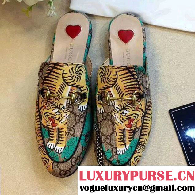 Gucci 460881 Princetown Gucci Bengal Slipper Green 2017 (GD1042-7062819 )