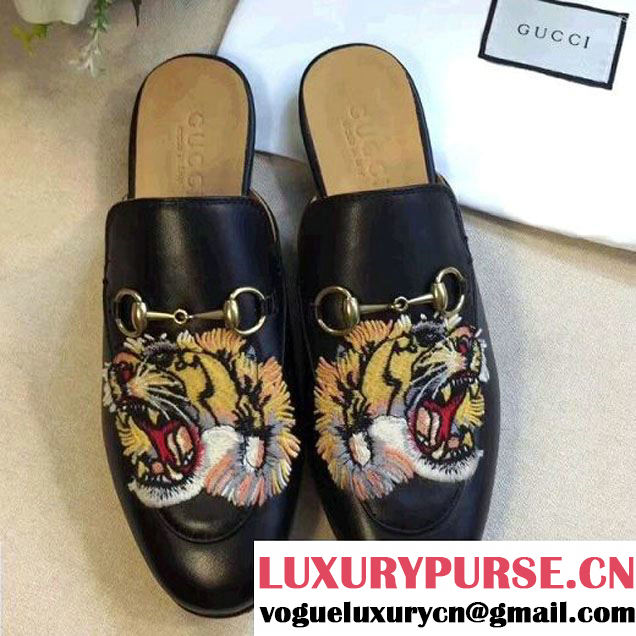 Gucci 449267 Princetown Leather Slipper with Embroidered Tiger 2017 (GD1042-7062821 )