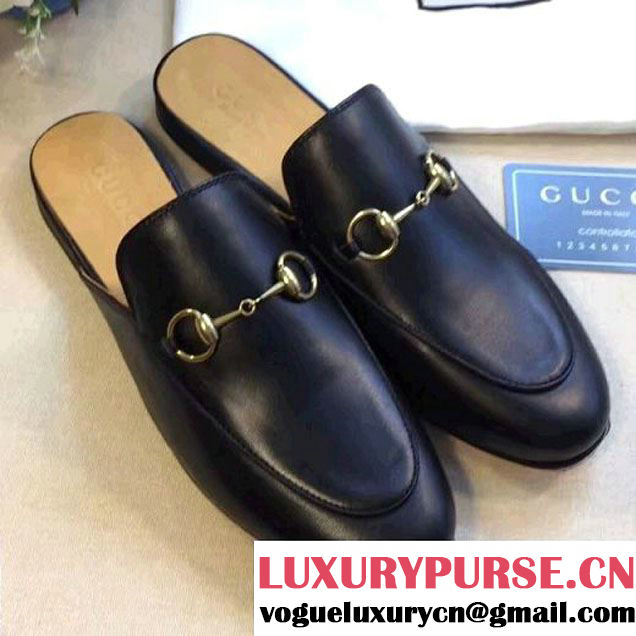 Gucci 423513 Princetown Leather Slipper Black 2017 (GD1042-7062823 )