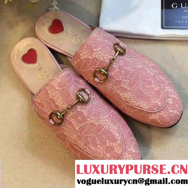 Gucci 475094 Princetown Lace Slipper Pink 2017 (GD1042-7062826 )