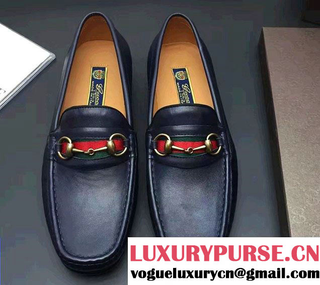 Gucci Horsebit Leather Men's Loafer 386565 Blue 2017