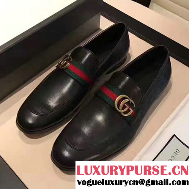 Gucci Donnie Web Bee Casual Loafer Calfskin Leather Fall Winter 2017 Collection Black