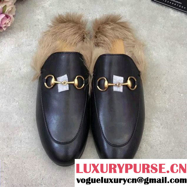 Gucci Leather Princetown Loafer With Fur Black 2017 (GD5002-7113034 )