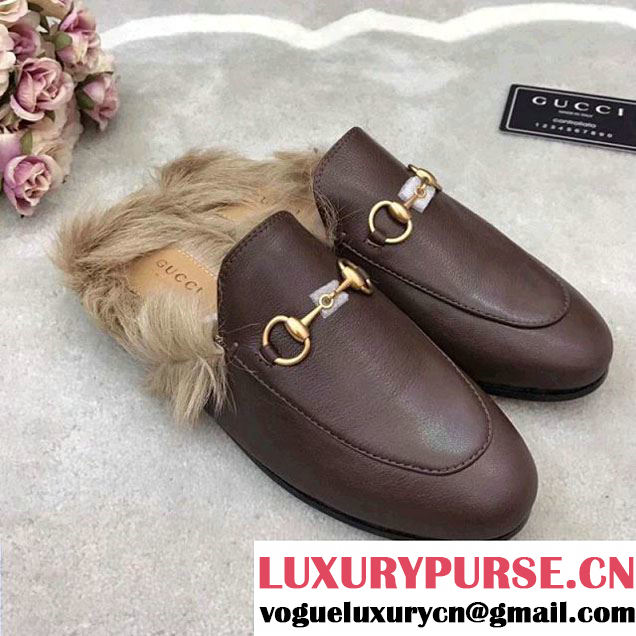 Gucci Leather Princetown Loafer With Fur Brown 2017 (GD5002-7113035 )