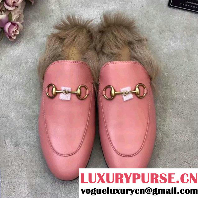 Gucci Leather Princetown Loafer With Fur Pink 2017 (GD5002-7113037 )