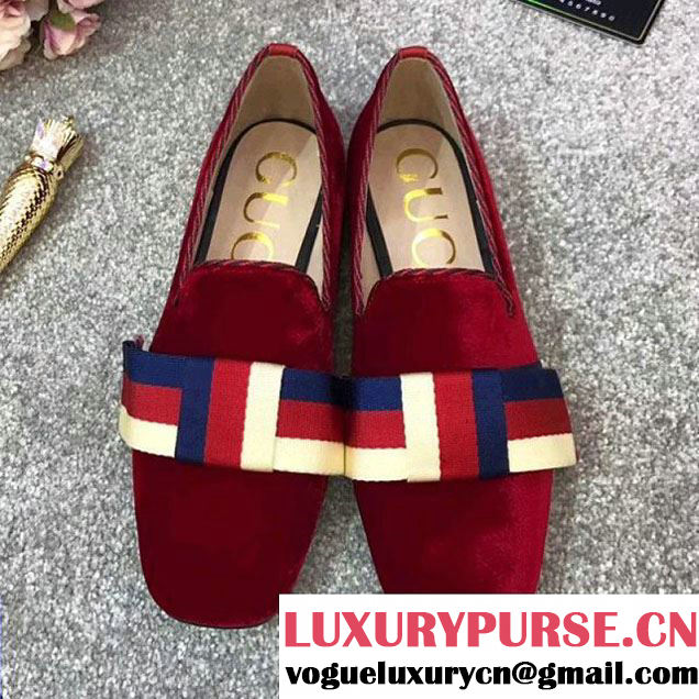 Gucci Velvet Loafer with Sylvie Bow Red (GD5002-8010810 )