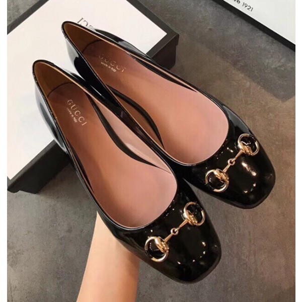 Gucci Patent Calfskin Flat Ballet with Horsebit Black 2019