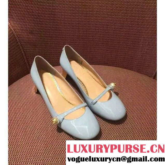 Gucci Arielle Patent Calfskin Pump with GG Button Light Blue 2016 (GD4025-6022632 )