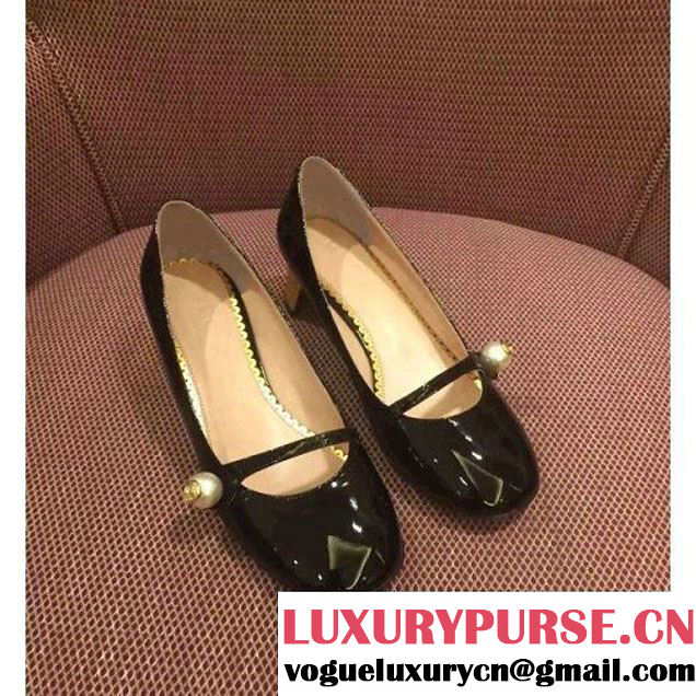 Gucci Arielle Patent Calfskin Pump with GG Button Black 2016 (GD4025-6022633 )