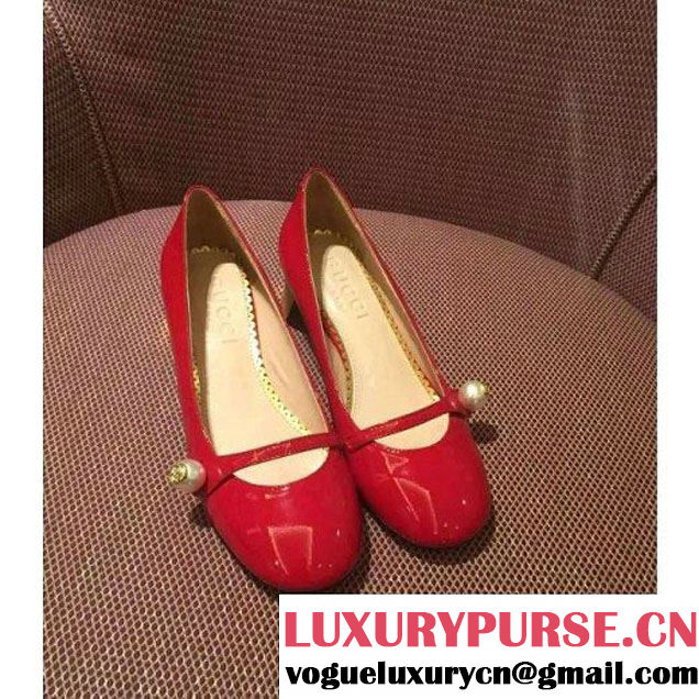 Gucci Arielle Patent Calfskin Pump with GG Button Red 2016 (GD4025-6022634 )