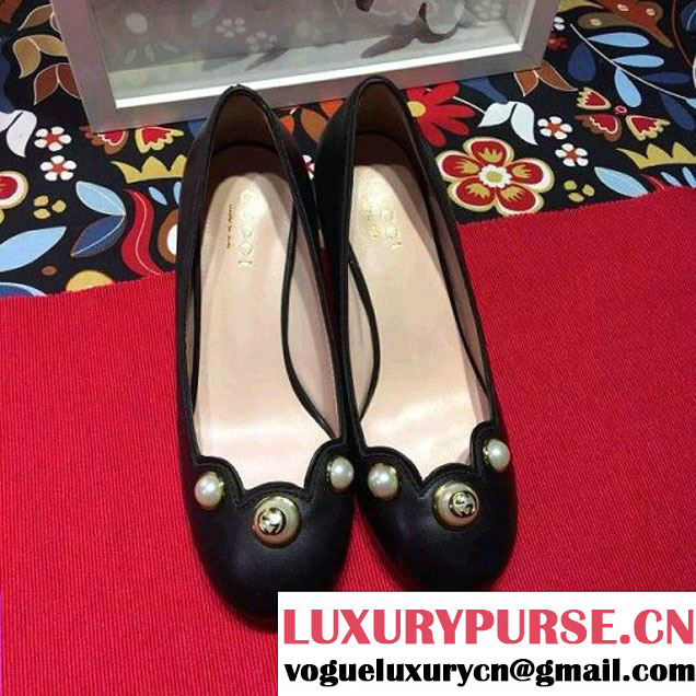 Gucci Willow Leather Pump 435418 Black 2016 (GD4025-6051726 )