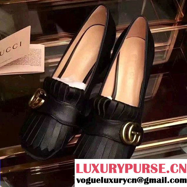 Gucci 408208 Calfskin Mid-Heel Pump 5cm Black 2016 (GD2057-6102603 )