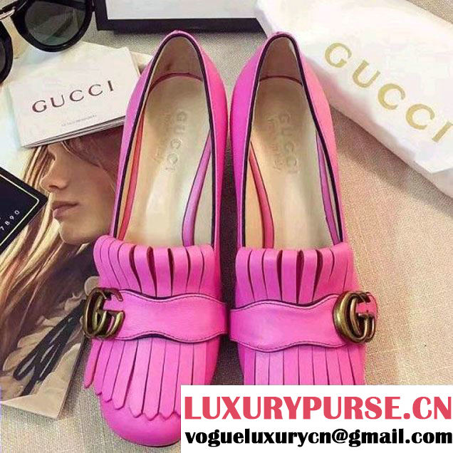 Gucci 408208 Calfskin Mid-Heel Pump 5cm Pink 2016 (GD2057-61026207 )