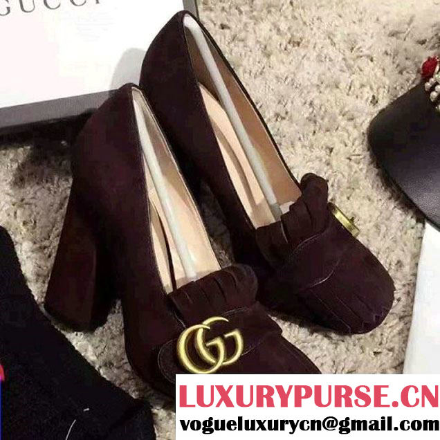 Gucci 408206 Suede Pump 10cm Brown 2016 (GD2057-6102610 )