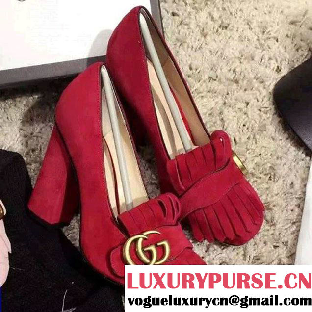 Gucci 408206 Suede Pump 10cm Red 2016 (GD2057-6102611 )