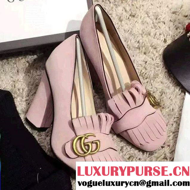 Gucci 408206 Suede Pump 10cm Pink 2016 (GD2057-6102612 )