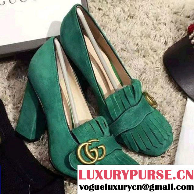 Gucci 408206 Suede Pump 10cm Green 2016 (GD2057-6102613 )