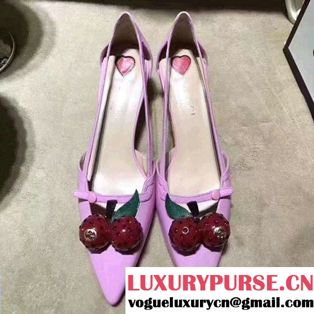 Gucci Letaher Cherry Pump 452766 Pink 2017 (Y30-7033026 )