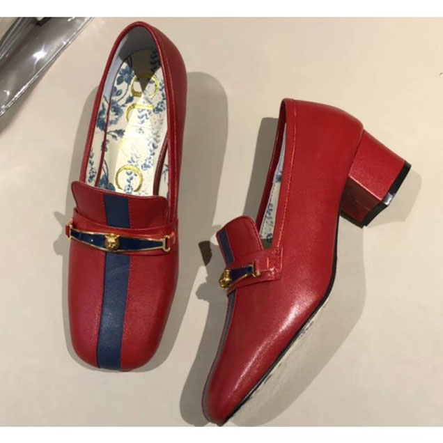 Gucci Leather Pumps Red With Stripe 2018