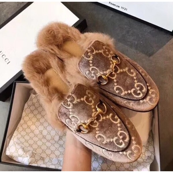 Gucci Princetown GG Velvet Slipper 448657 Brown 2018