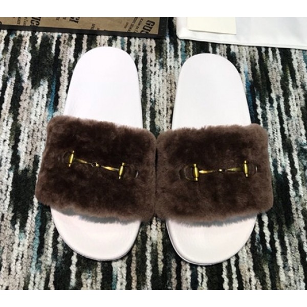 Gucci Wool Horsebit Slide Coffee 2018