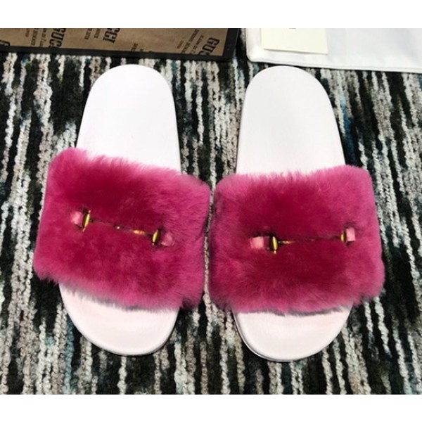 Gucci Wool Horsebit Slide Hot Pink 2018