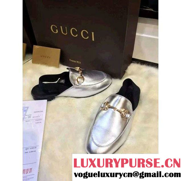 Gucci Jordaan Metallic Calfskin Loafer in Silver 2016 (GD4004-6011242 )